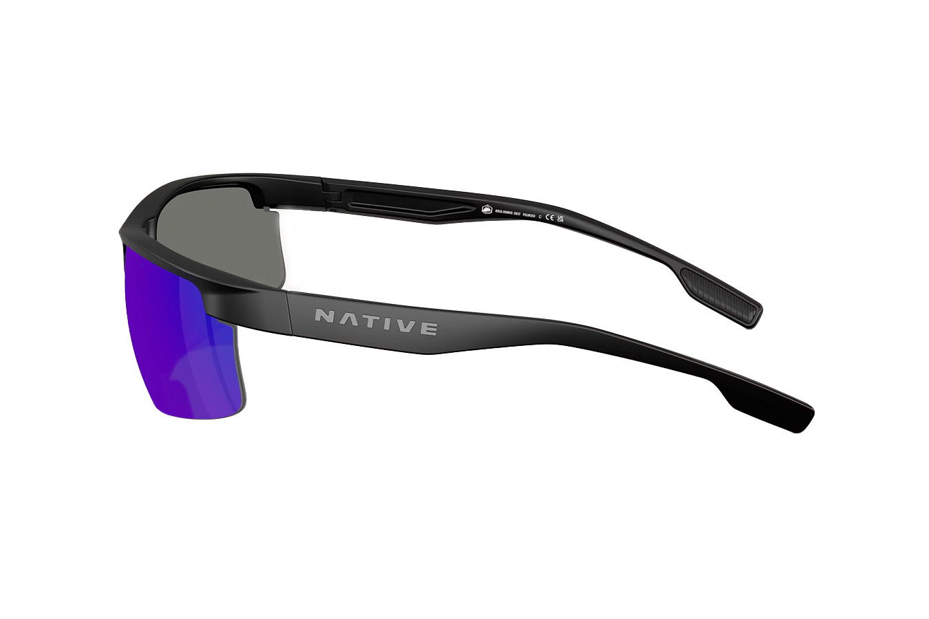 NATIVE EYEWEAR Ridge-Runner Crest Matte Black Frame with Blue Reflex Polarized Lenses